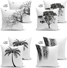 Afbeelding in Gallery-weergave laden, Zethome - Kussenhoes Kerstpatroon - 43x43 - Set 4 Pieces - Kussenhoezen - Dubbelzijdig bedrukt - Soft Touch - Boomthema op een witte achtergrond