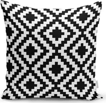Afbeelding in Gallery-weergave laden, Zethome - Kussenhoes Kerstpatroon - Set 4 Pieces - Kussenhoezen - Dubbelzijdig bedrukt - Soft Touch - Geometrische Vormen - Zwart Witte