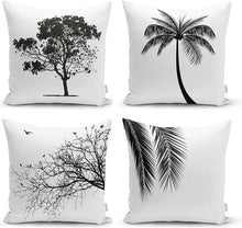 Afbeelding in Gallery-weergave laden, Zethome - Kussenhoes Kerstpatroon - 43x43 - Set 4 Pieces - Kussenhoezen - Dubbelzijdig bedrukt - Soft Touch - Boomthema op een witte achtergrond