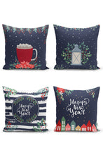 Afbeelding in Gallery-weergave laden, Zethome Kussenhoes Vierkantjes - Dubbelzijdig Bedrukt – Soft Touch – 43 x 43 Happy New Year - 4 stuk