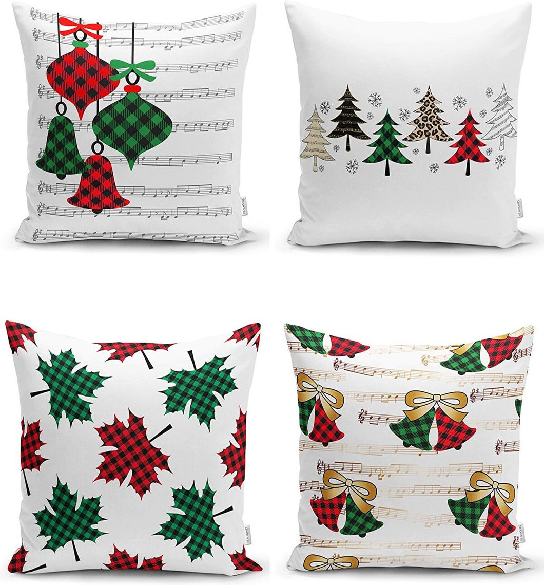 Zethome - Kussenhoes Kerstpatroon - 43x43 cm - Set 4 Pieces - Kussenhoezen - Dubbelzijdig bedrukt - Soft Touch - Christmas