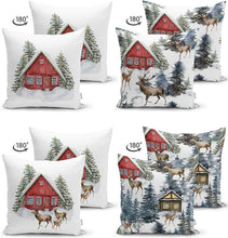 Afbeelding in Gallery-weergave laden, Zethome - Kussenhoes Kerstpatroon - 43x43 cm - Set 4 Pieces - Kussenhoezen - Dubbelzijdig bedrukt - Soft Touch - Christmas
