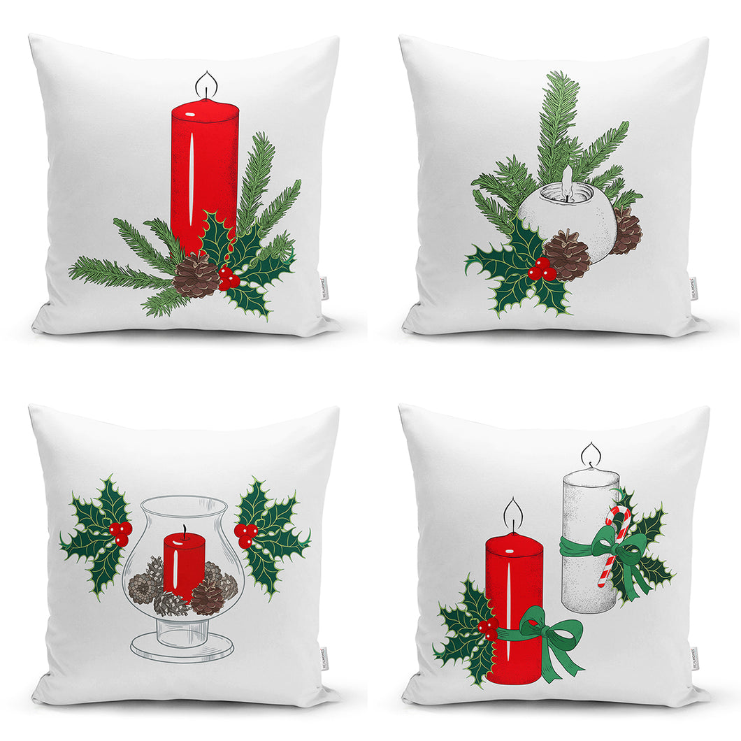 Zethome - Kussenhoes Kerstpatroon - 43x43 cm - Set 4 Pieces - Kussenhoezen - Dubbelzijdig bedrukt - Soft Touch - Christmas