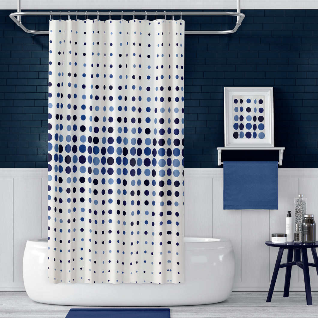 Zethome - Douchegordijn - Badkamer Gordijn - Shower Curtain - Waterdicht -  Een Stuk - Sneldrogend en Anti Schimmel -Wasbaar en Duurzaam - Blauw Circle - 4961 Blauw