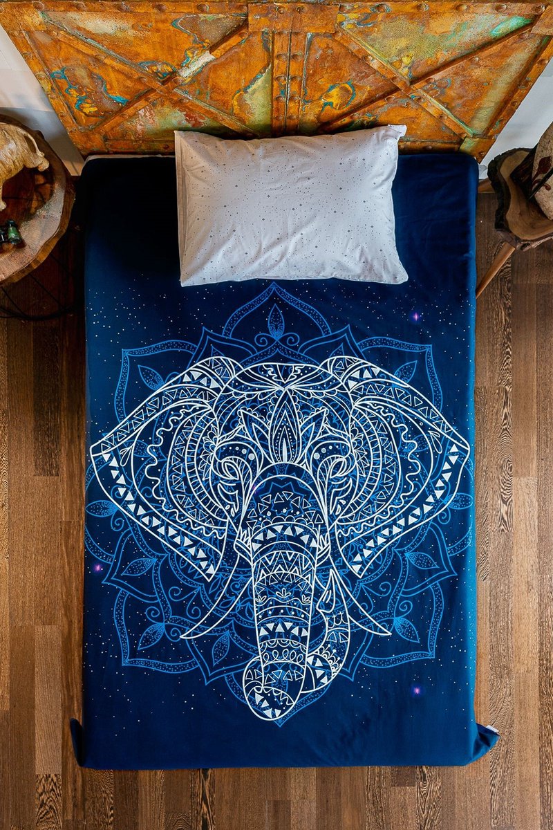 Zethome Dekbedovertrek En Wandbekleding Set - (160x220) - 1 Kussenslopen - (50x70) - Eenpersoons - Elephant