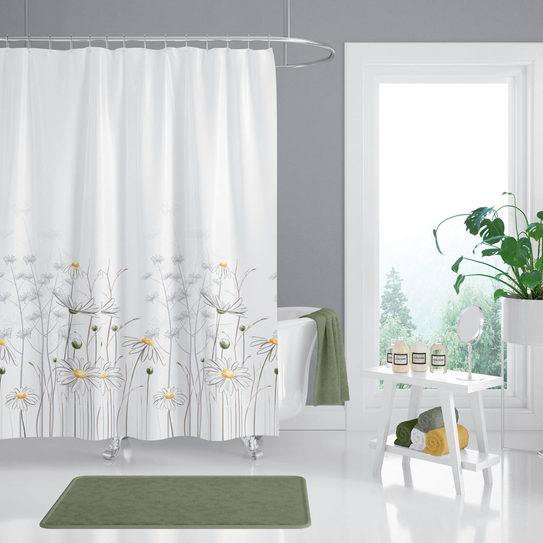 Bloemen 3D douchegordijn, waterverf, badkamer Bloemen 3D douchegordijn, waterverf, badkamer