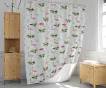 Afbeelding in Gallery-weergave laden, Zethome - Douchegordijn Smal -  Badkamer Gordijn - Shower Curtain - Waterdicht - Flamingos
