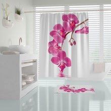 Load image into Gallery viewer, Zethome Orchid - Badmat met Douchegordijn - 180x200 cm - Antislip Douchemat 50x80 cm - Badmat Set- Douchegordijn - Hoge Kwaliteit Polyester
