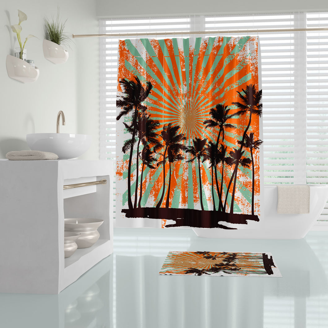 Zethome Hawai Sun - Douchegordijn 180x200 cm - Badkamer Gordijn - Shower Curtain - Waterdicht - Sneldrogend en Anti Schimmel -Wasbaar en Duurzaam