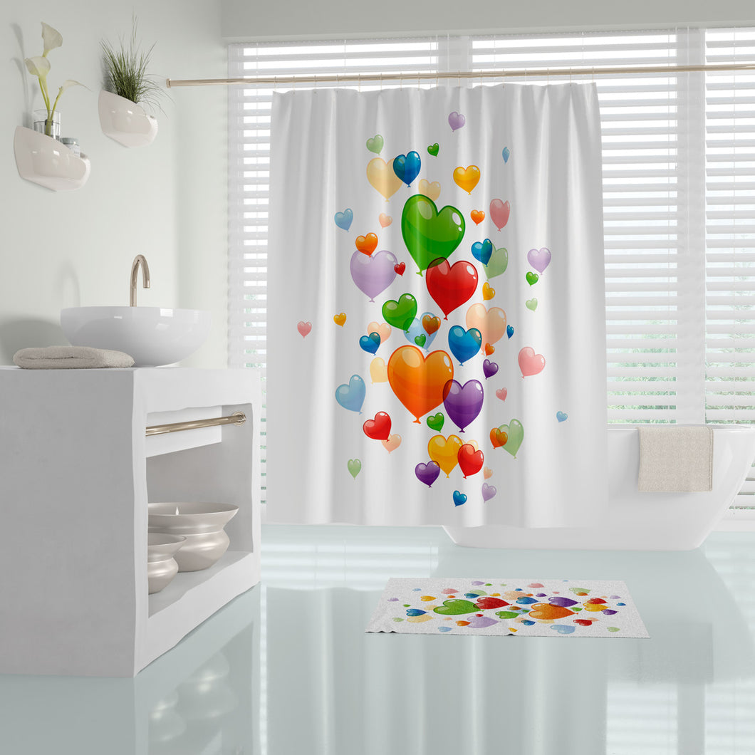 Zethome Hearts - Douchegordijn 180x200 cm - Badkamer Gordijn - Shower Curtain - Waterdicht - Sneldrogend - Anti Schimmel - Wasbaar - Duurzaam