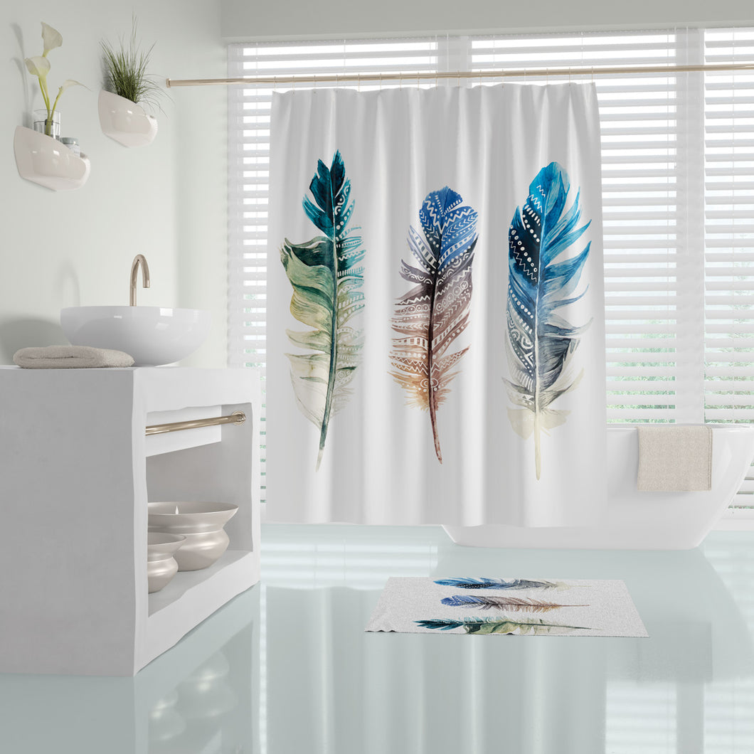 Zethome - Plume - Douchegordijn - Badkamer Gordijn - Shower Curtain - Waterdicht - 1x180X200 - Een Stuk - Sneldrogend en Anti Schimmel -Wasbaar en Duurzaam